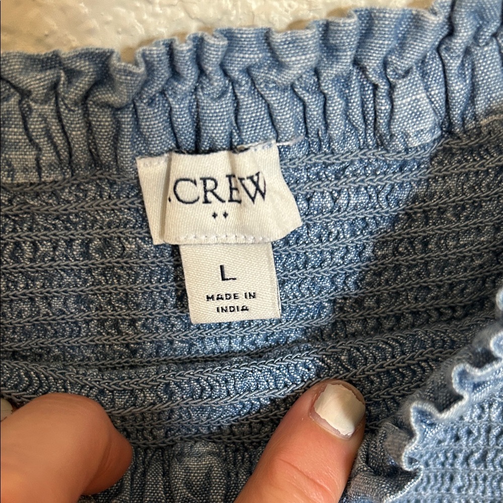 J. Crew Factory Chambray Smocked Casual Dress - Picture 2 of 7